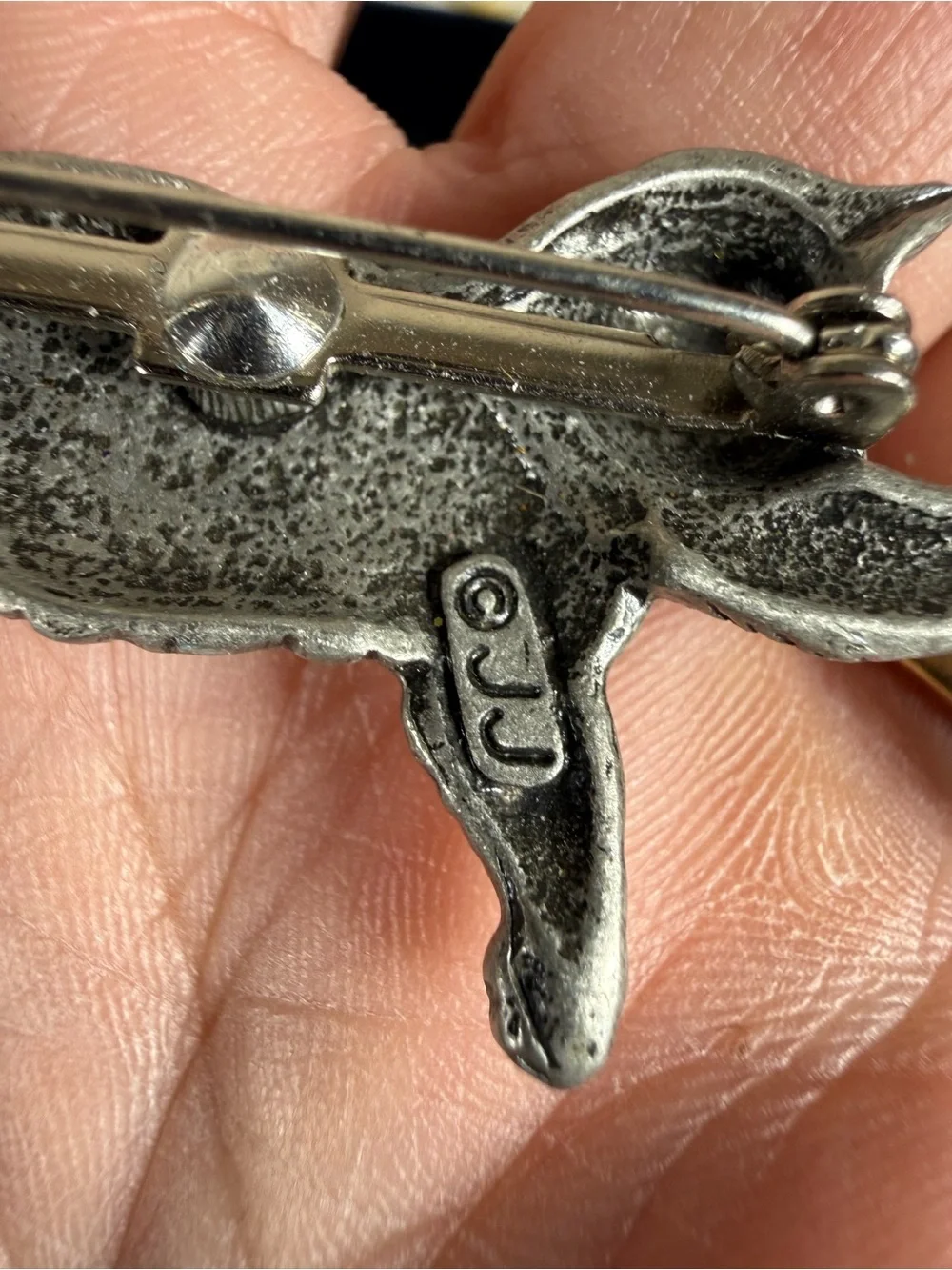 Silver Cat Playing with Butterfly Brooch